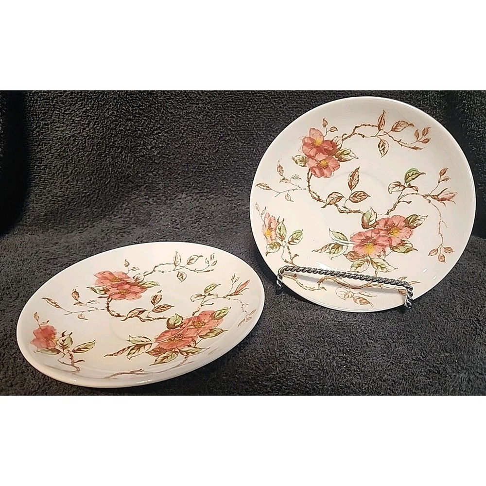 vntg Nasco "Springtime" ceramic saucer/small plate, 6" made in Japan Set Of 2